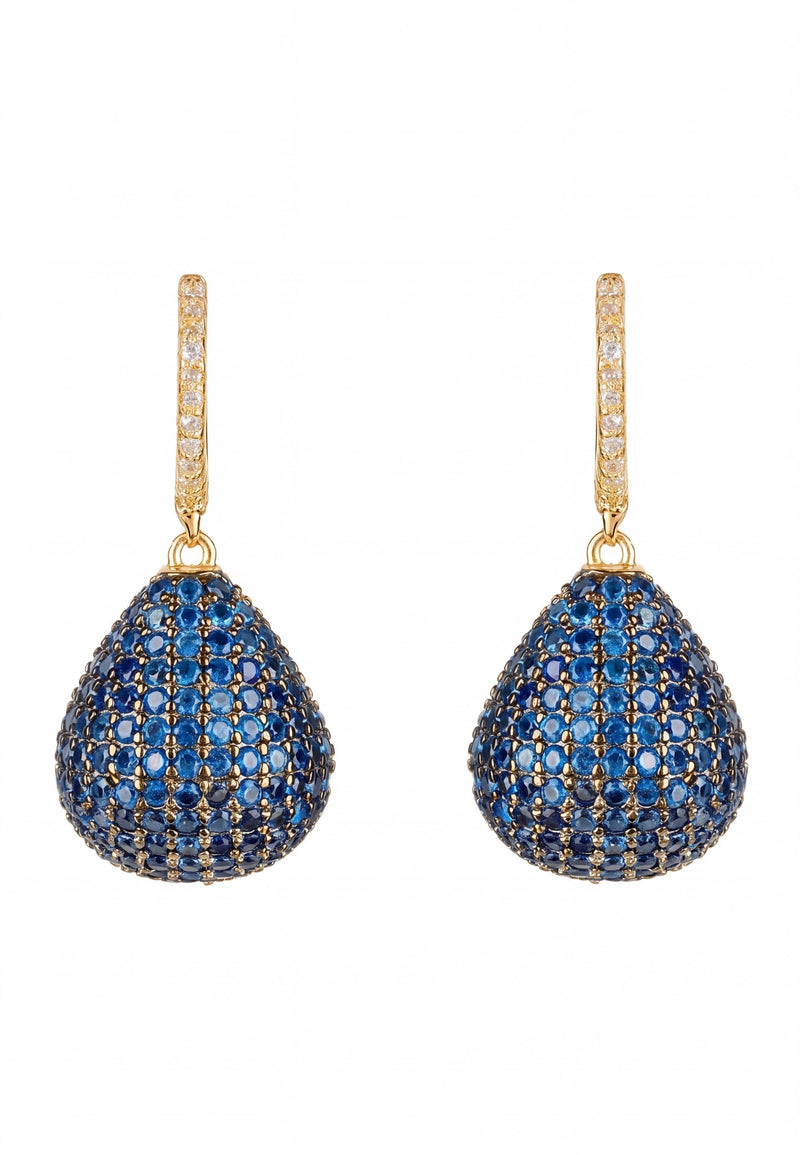 Valerie Pear Drop Gemstone Earrings Gold Sapphire Blue