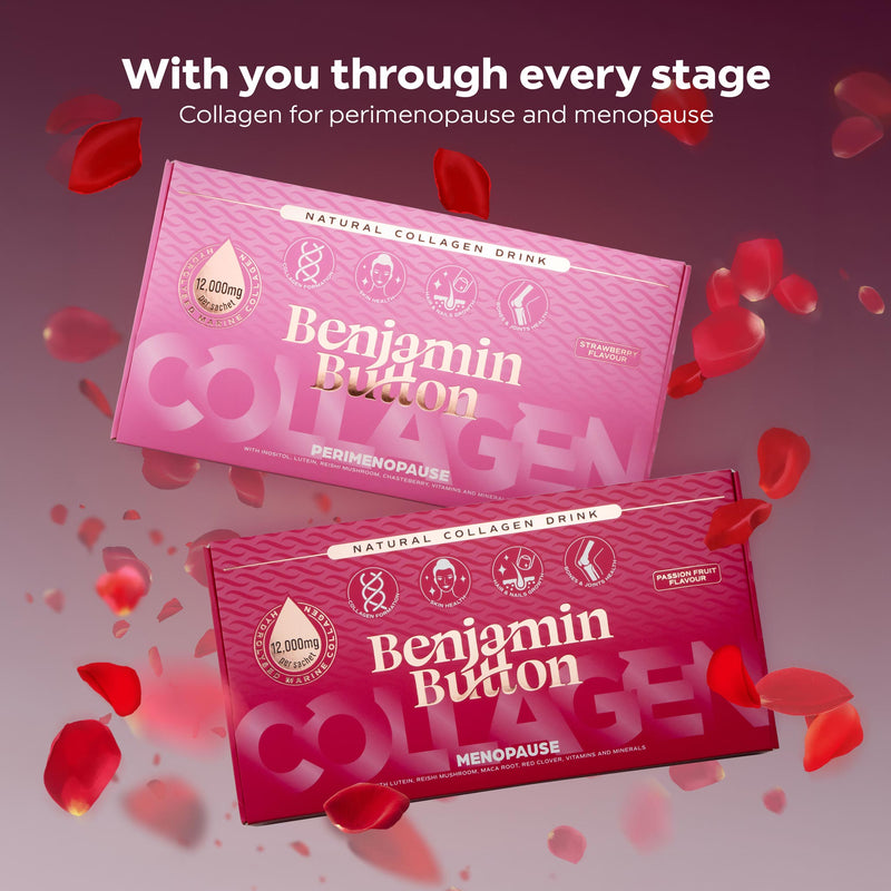 Benjamin Button 12,000mg Marine Collagen Drink - Passionfruit Liquid Sachets - 14 Sachets - Menopause Support