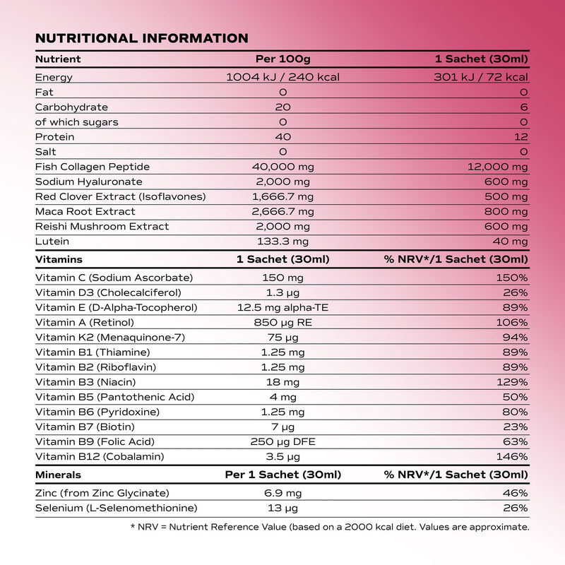Benjamin Button 12,000mg Marine Collagen Drink - Passionfruit Liquid Sachets - 14 Sachets - Menopause Support