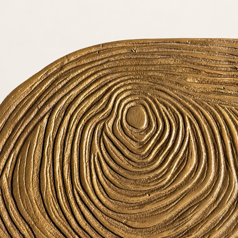 Brass Clover Side Table | Etched Top & Black Iron Legs