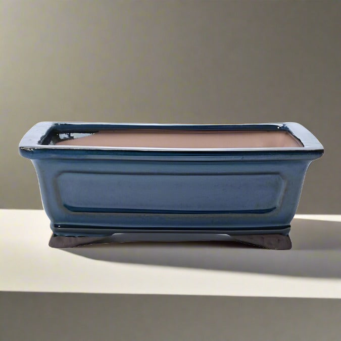 26cm Glazed Bonsai Pot | Rectangle | 26cm x 21cm x 9cm | Blue