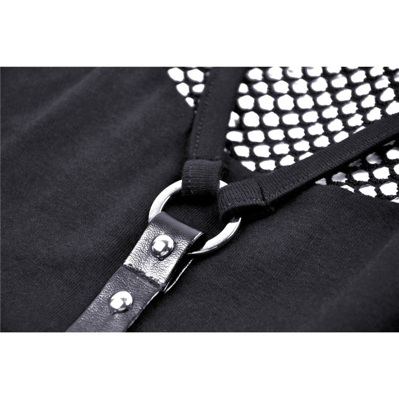 Dark in Love Enyo Mesh Strap Goth Halter Top in Black