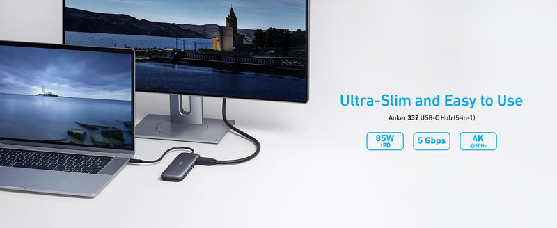 Anker USB C Hub 5-in-1 USBC to HDMI Splitter 4K Display USB-C 5Gbps 2×USB-A 3.0