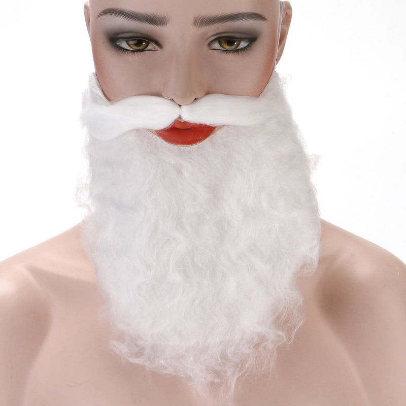 Santa Claus Handlebar Mustache White Fake Beard