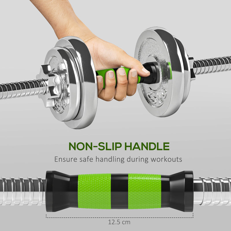 SPORTNOW 20kg 2-in-1 Adjustable Weights Dumbbells Set for Home Gym