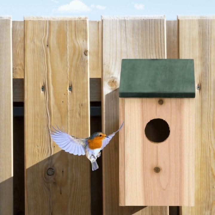 4 Pack Wooden Bird Nesting Boxes for Small Garden Birds 21cm