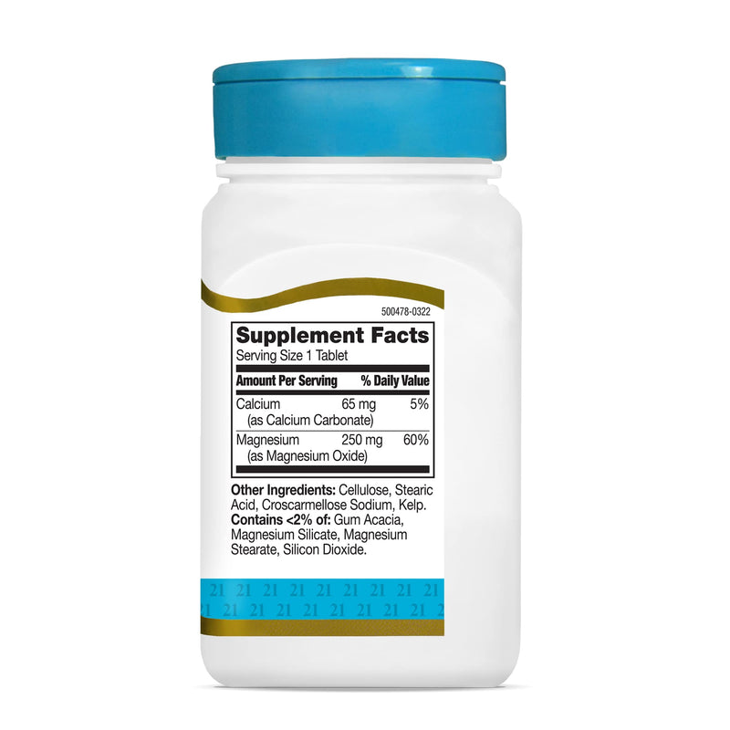 21st Century Magnesium 250 mg Tablets – 110 Count | Bone & Muscle Support