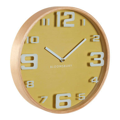 Yellow Wood Large Numbers Wall Clock | Vitus
