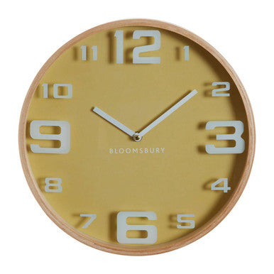 Yellow Wood Large Numbers Wall Clock | Vitus