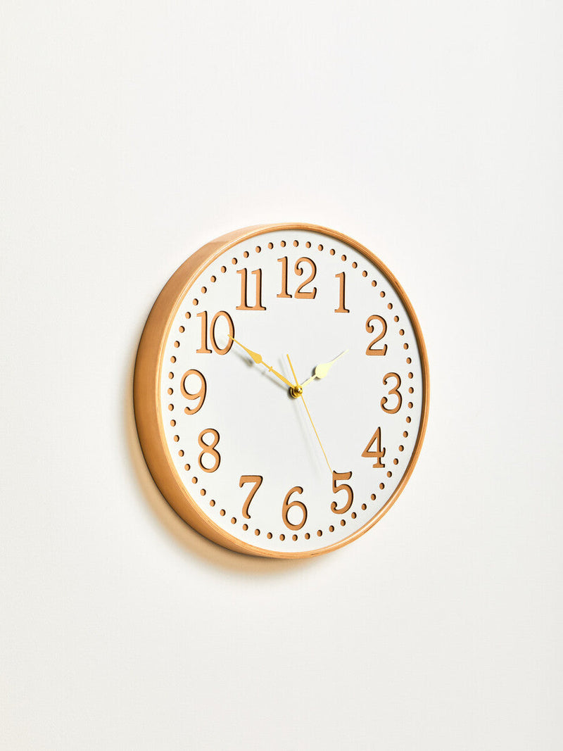 Vitus 40cm Dia White Wood with Gold Numbers Wall Clock