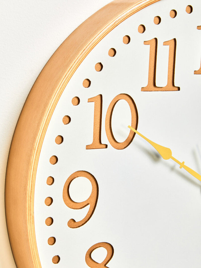 Vitus 40cm Dia White Wood with Gold Numbers Wall Clock