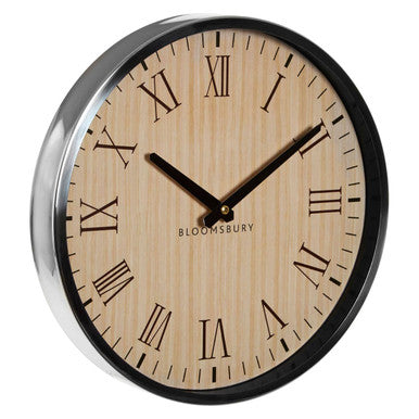 Vitus 30cm Dia Natural and Silver Wall Clock