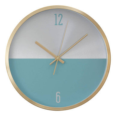 Elko 30cm Dia Silver Gold and Blue Finish Wall Clock