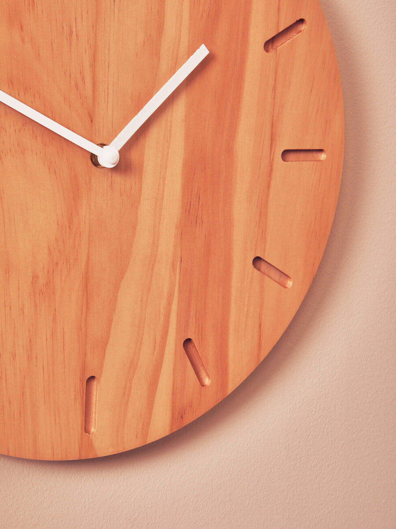Vitus 35cm Dia Natural Finish Oak Wood Wall Clock