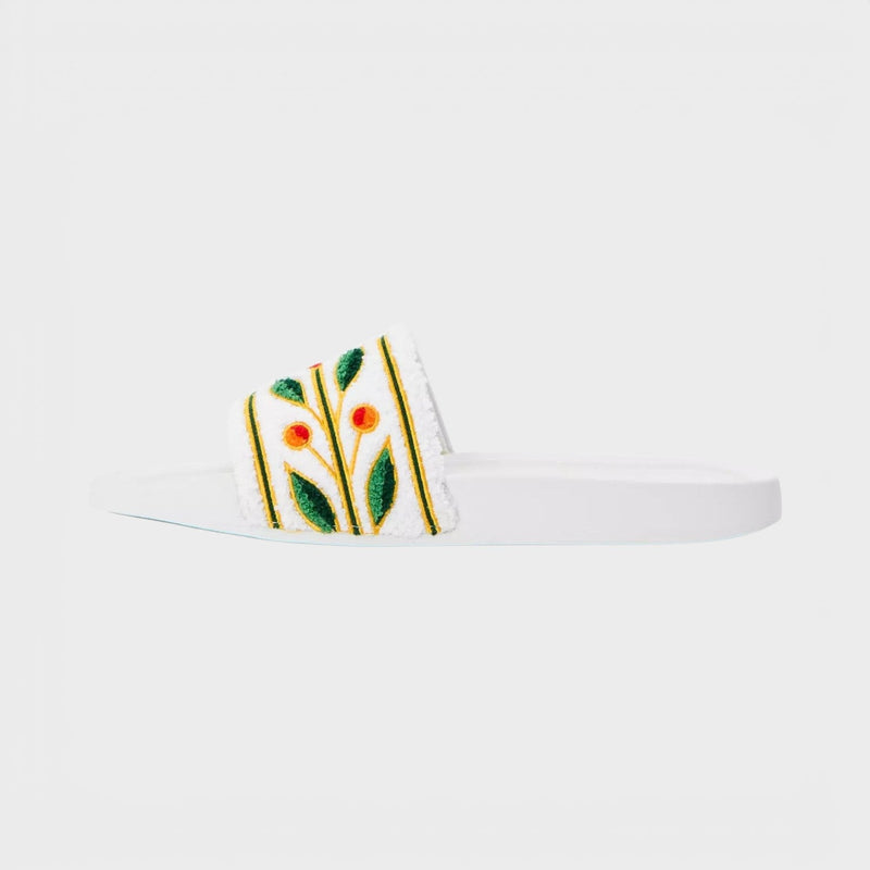 Embroidered Terry Slider White