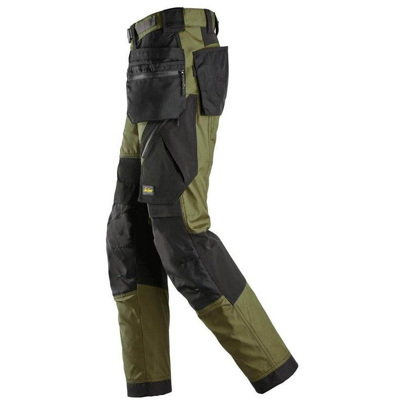Snickers 6902 FlexiWork, Kneepad Holster Pocket Work Trousers Khaki Green