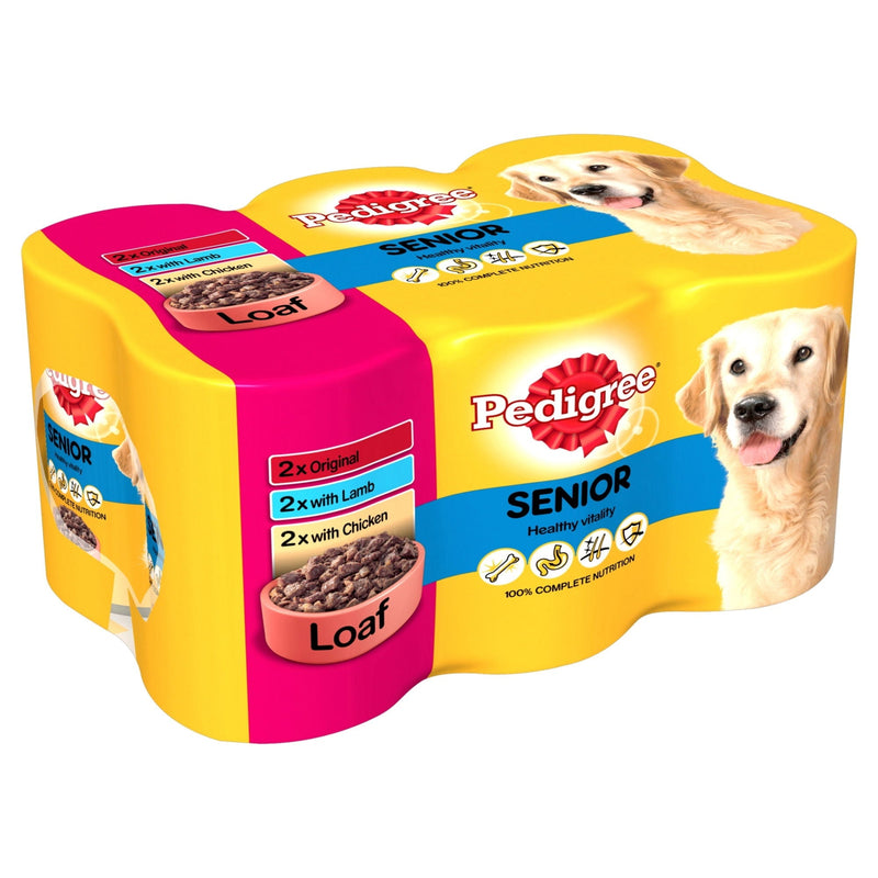 PEDIGREE Senior Wet Dog Food Tins Meat in Loaf 6 x 400g - Case of 4