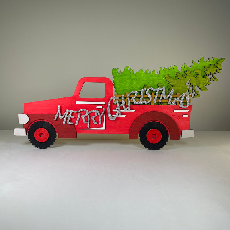 Merry Christmas Truck Tree Sign - Handmade Ornament