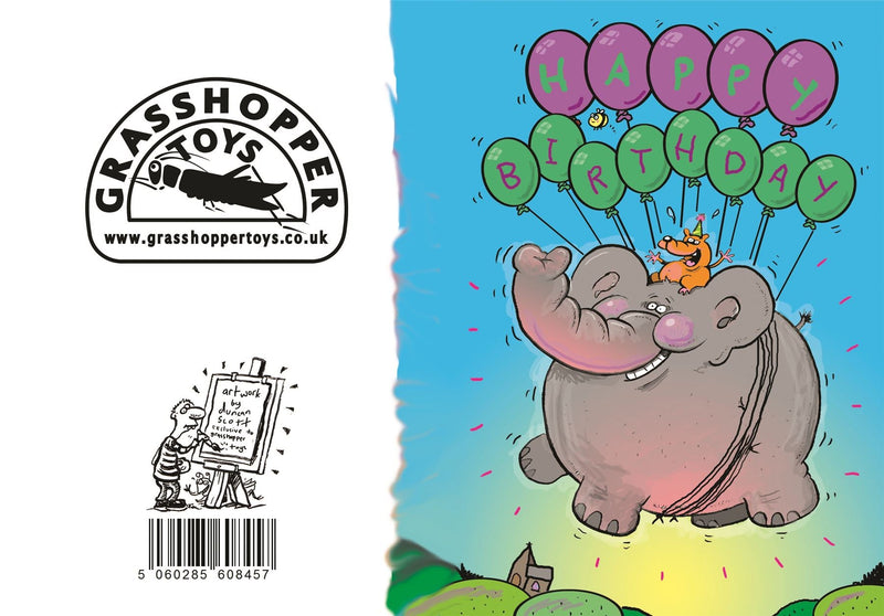 Floating Balloon Elephant Children's Birthday Card (105 x 148 mm)