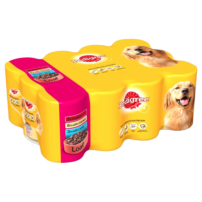 PEDIGREE Can Adult Dog Wet Chunks in Loaf Original Chicken and Lamb 12 x 400g - Case of 2
