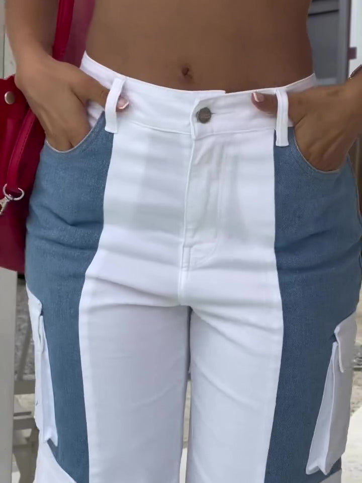 Contrast Pocket Cargo Jeans