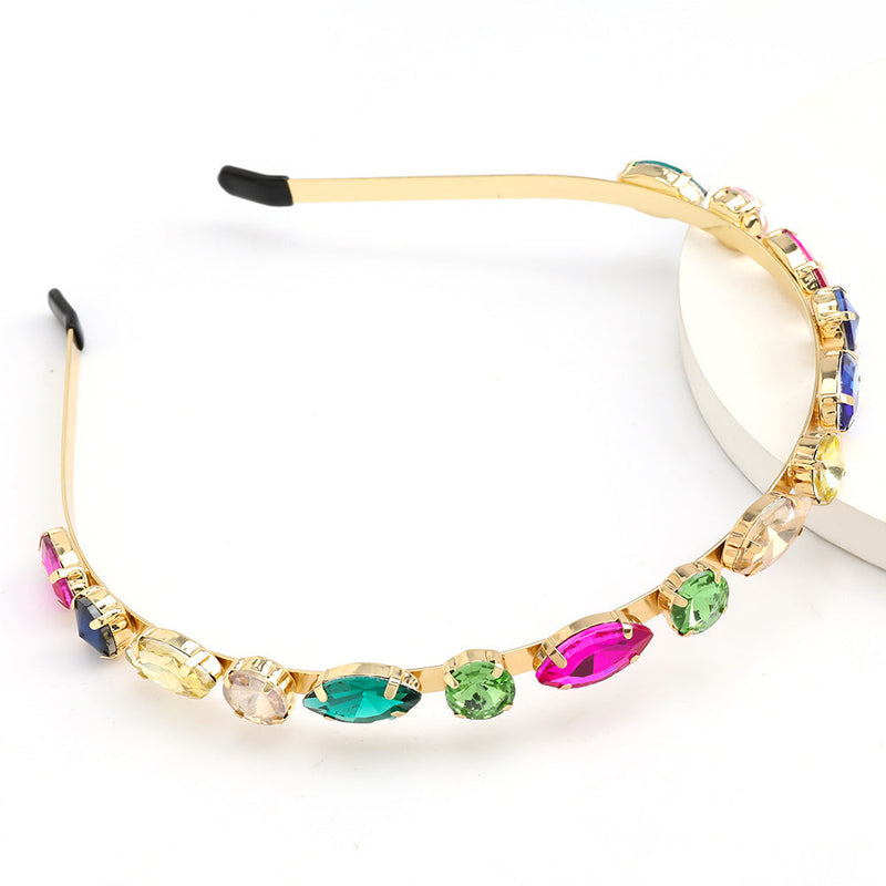 Alloy Rhinestone Headband for Women - Double Row Hair Hoop