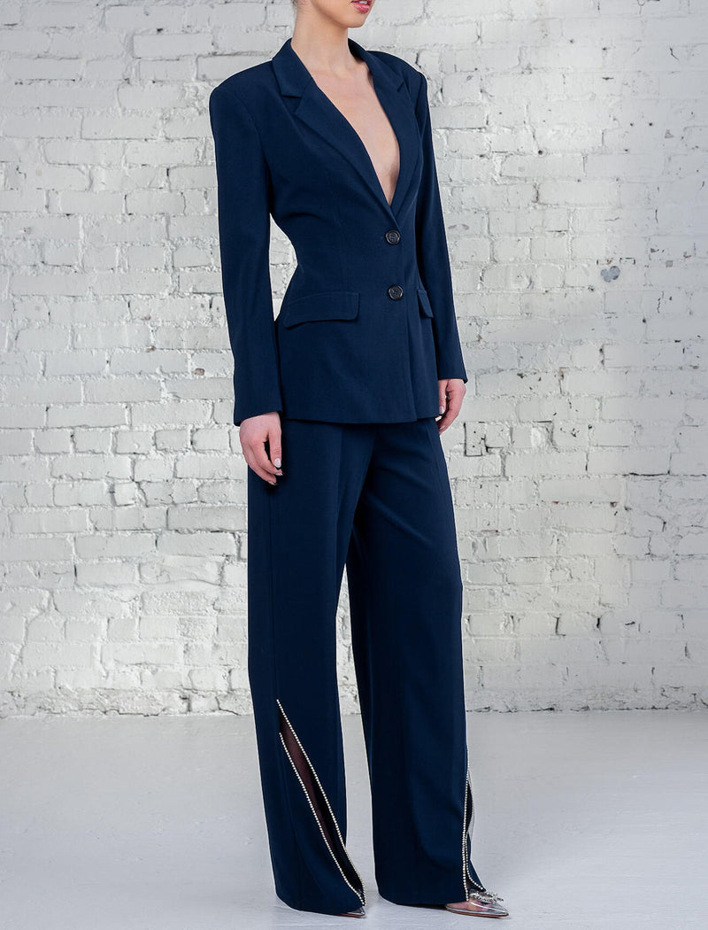 Elegant Patchwork High-waist Pants