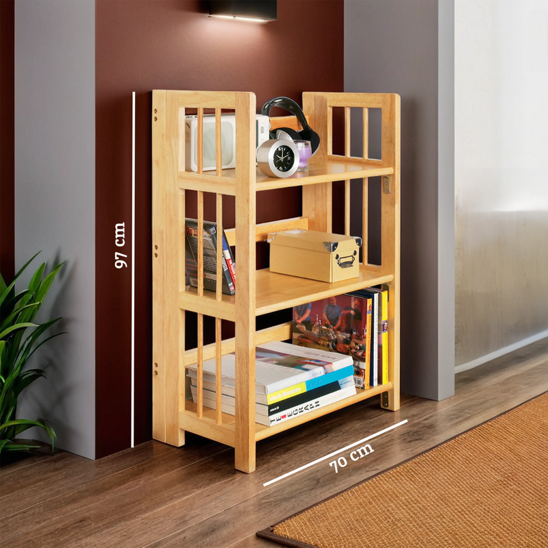 Three Tier Tropical Hevea Wood Stackable Shelf Unit | Heva