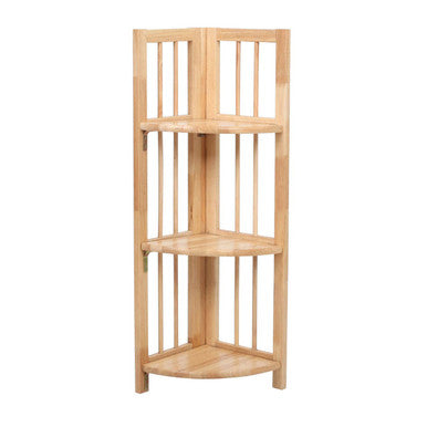 3 Tier Tropical Hevea Wood Corner Shelf Unit | Heva