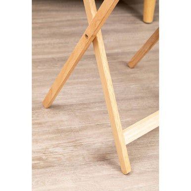 Natural  Hevea Wood Folding Snack Table with Sturdy Legs, Heva