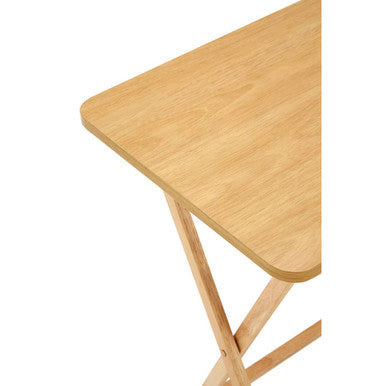 Natural  Hevea Wood Folding Snack Table with Sturdy Legs, Heva