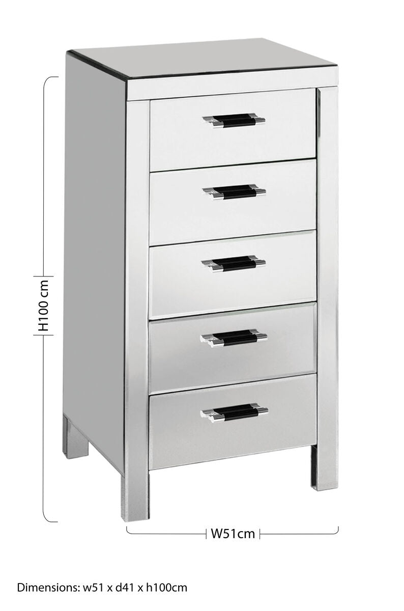 5 Drawers Mirrored Drawer Chest | Vincenzo