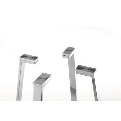 Clear Glass Square Dining Table with Silver Finish Metal Base | Metropolitan