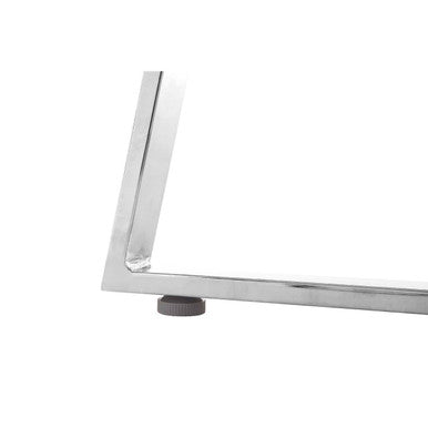 Clear Glass Square Dining Table with Silver Finish Metal Base | Metropolitan