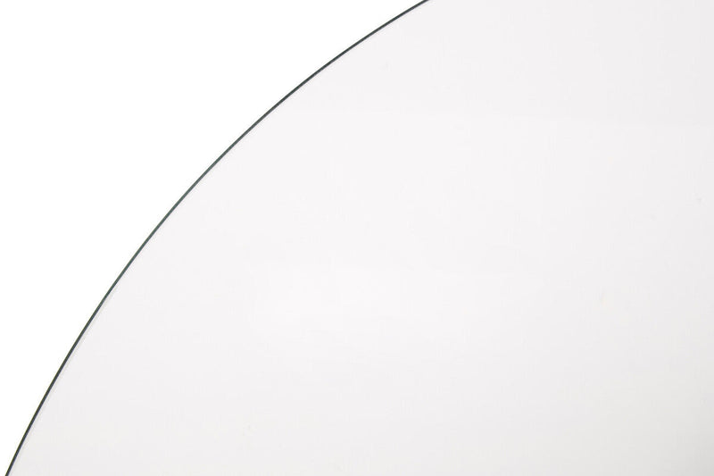 Clear Glass Round Dining Table with Silver Finish Metal Base | Metropolitan