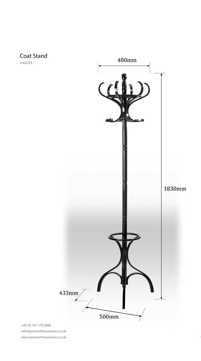 Black Finish Floor Standing Coat Stand | Kennedy