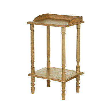 Natural Light Wood Hevea Rubberwood Side Table with Raised Lip Top and Bottom Tier Shelf | Heva