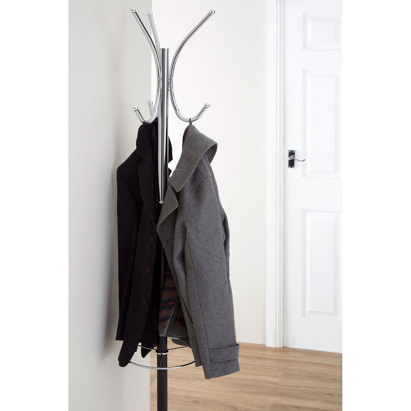 Black and Chrome Floor Standing Coat Stand | Drew