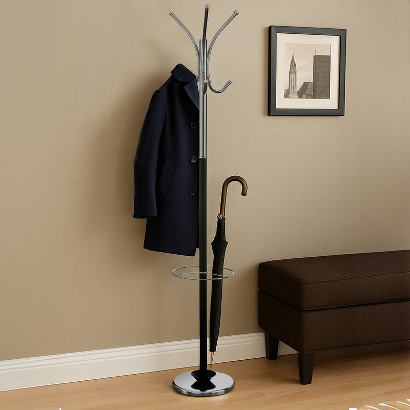 Black and Chrome Floor Standing Coat Stand | Drew