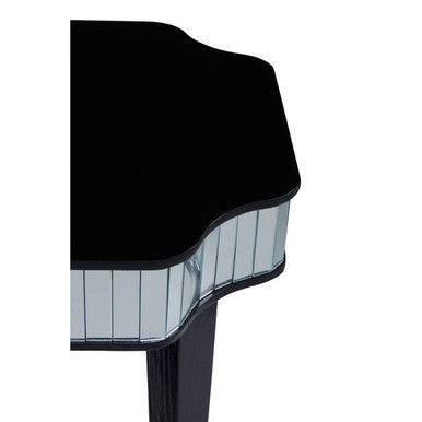 Black Mirrored Detail Top Side Table with Smooth Surface | Clavier