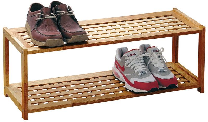 2 Tier Walnut Wood Shoe Rack | ARLA