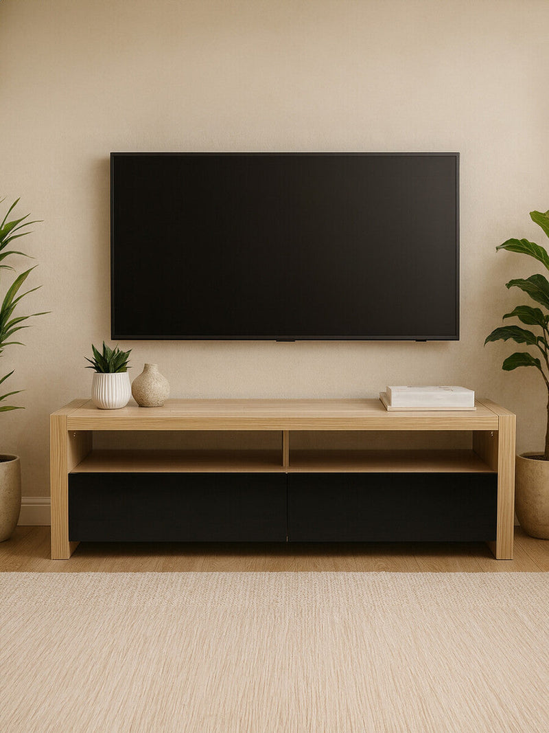 Natural Oak Veneer Coffee Table with 2 Storage Drawers and 1 Shelf | Loki