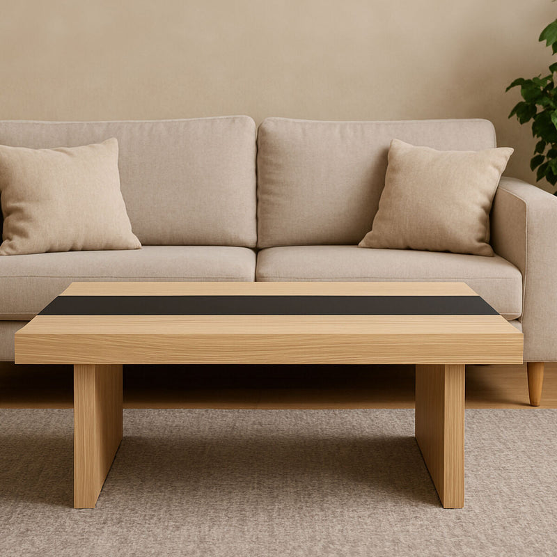 Black and Natural Square Coffee Table | Loki