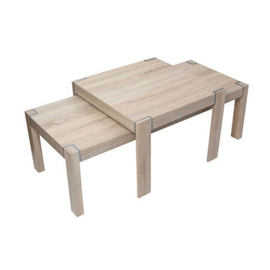Natural Oak Veneer Set of 2 Side Tables with Ample Surface Space | Loki