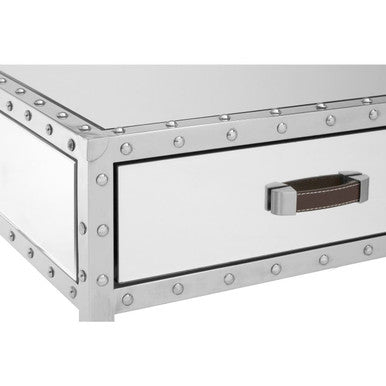 Silver Rectangular Storage Coffee Table in Metal and Glass | Rivet
