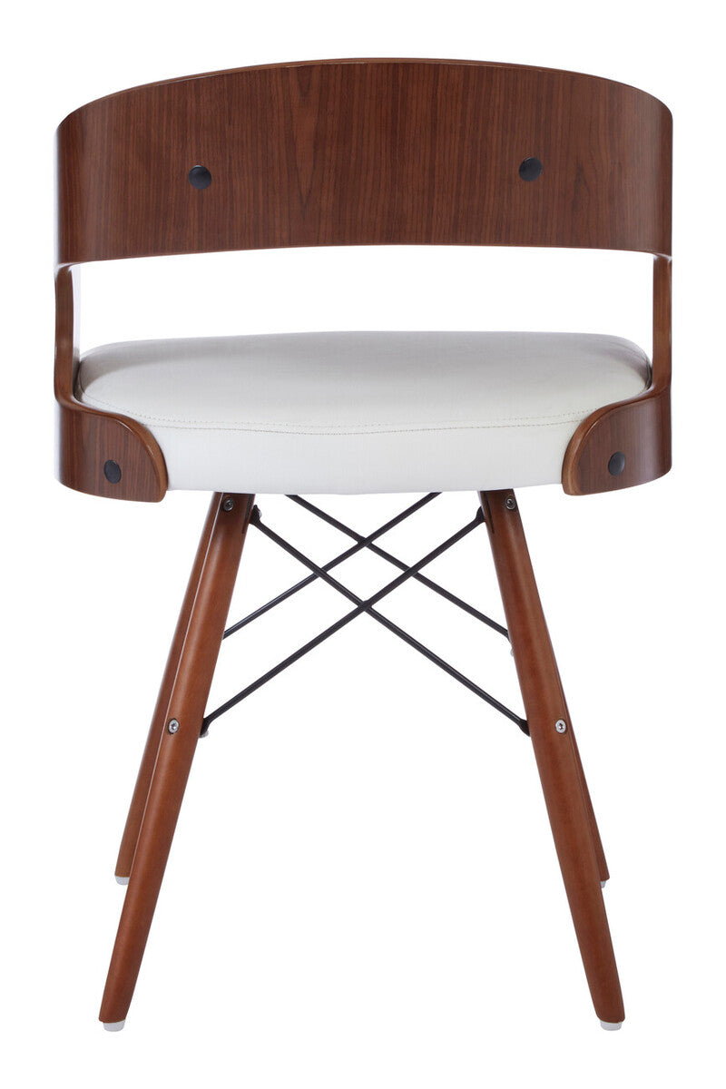 White Leather Effect Chair with Curved Back | Parkar