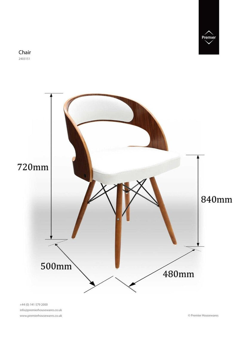 White Leather Effect Chair with Curved Back | Parkar