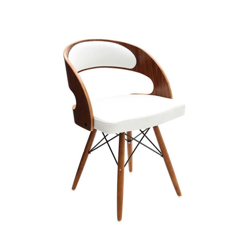 White Leather Effect Chair with Curved Back | Parkar