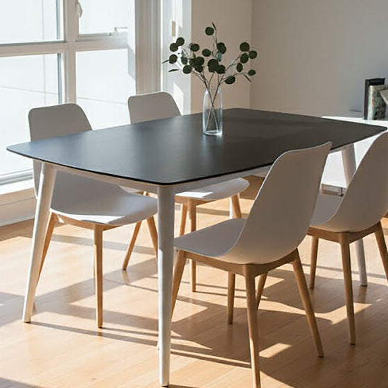 White and Black Ash Veneer Dining Table with Modern Style | Cassy