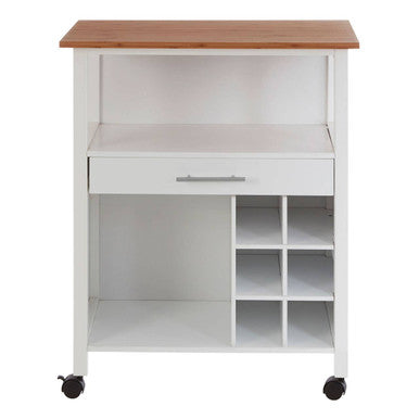 Natural Bamboo Top Kitchen Trolley with Drawer and Shelves | Harlow